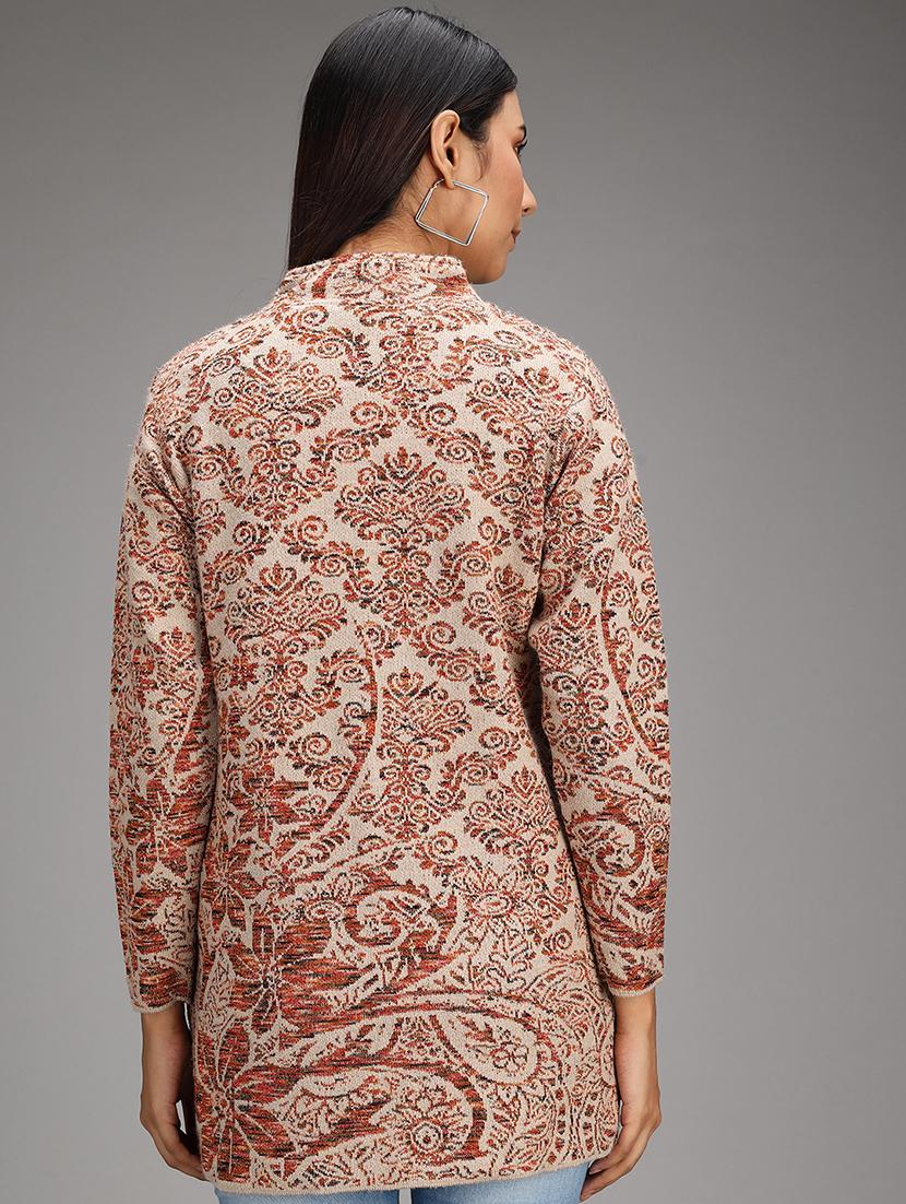 mandarin neck printed cardigan - 18397609 - Standard Image - 2