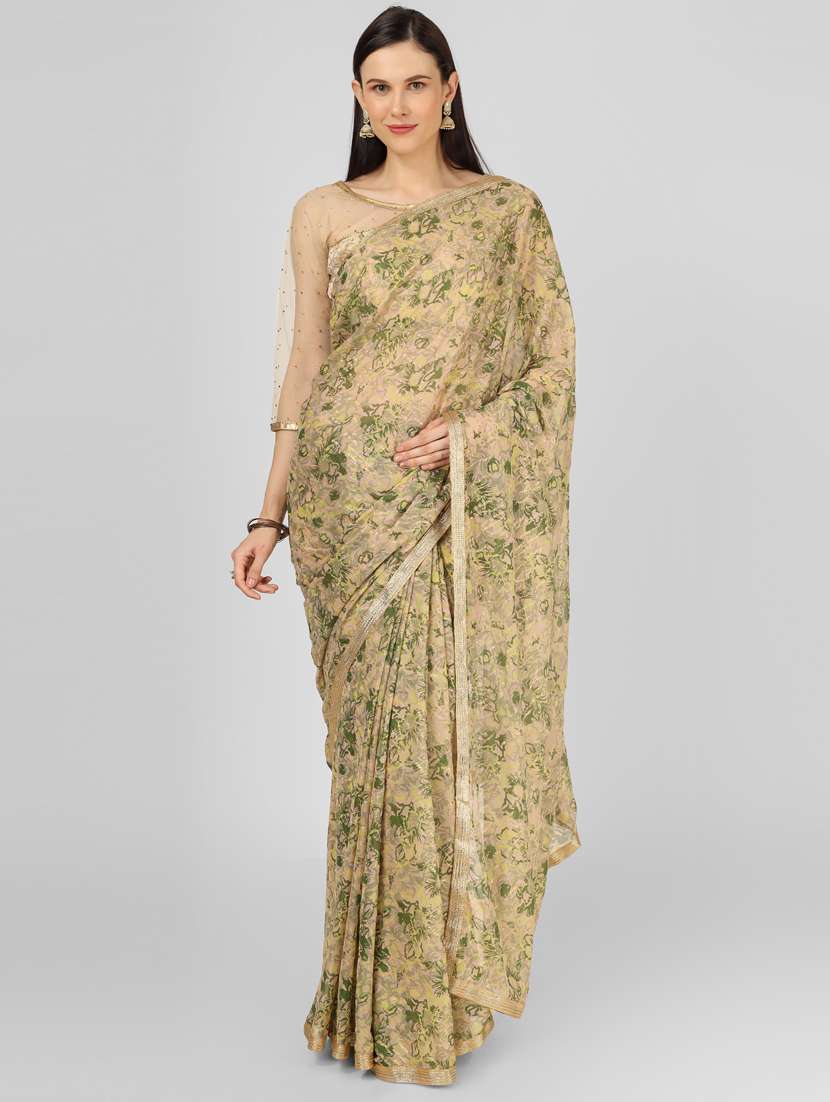 women's abstract beige colored saree