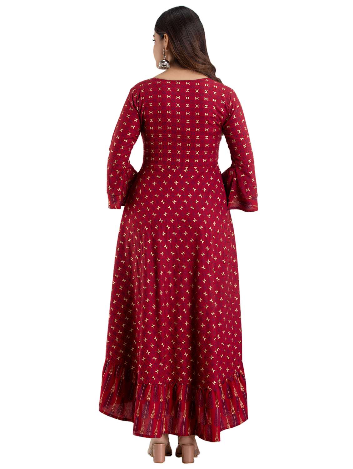 red printed anarkali kurta - 18397924 -  Standard Image - 2