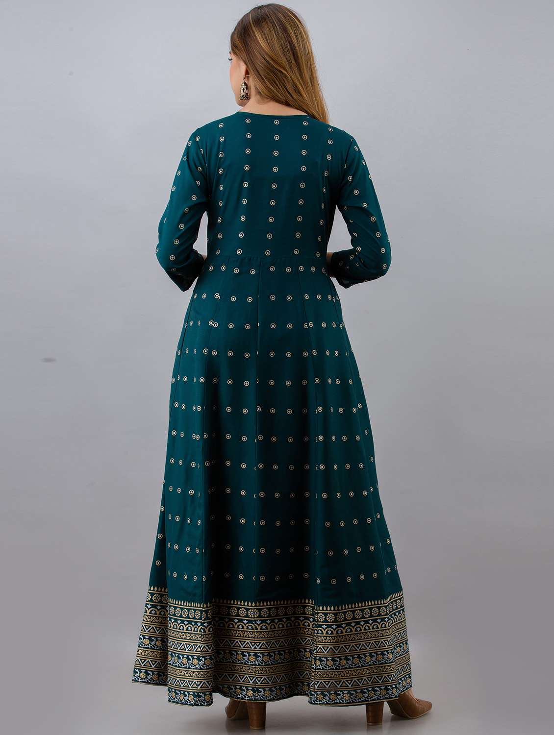 blue printed flared kurta - 18397928 -  Standard Image - 2