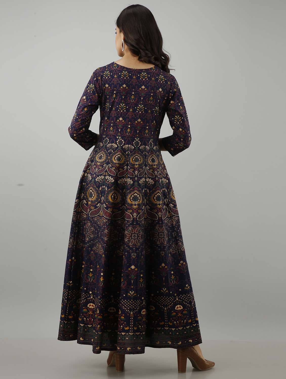 blue printed anarkali kurta - 18397930 -  Standard Image - 2