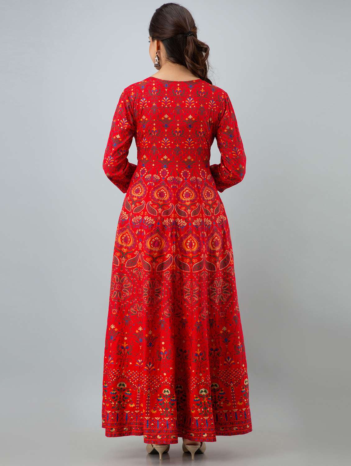 red printed anarkali kurta - 18397931 -  Standard Image - 2