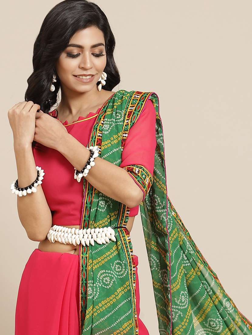 women's bandhani pink colored saree with blouse - 18398065 -  Standard Image - 2