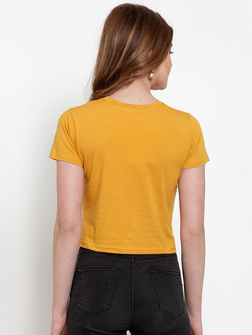 twisted front solid crop top - 18398094 - Standard Image - 2