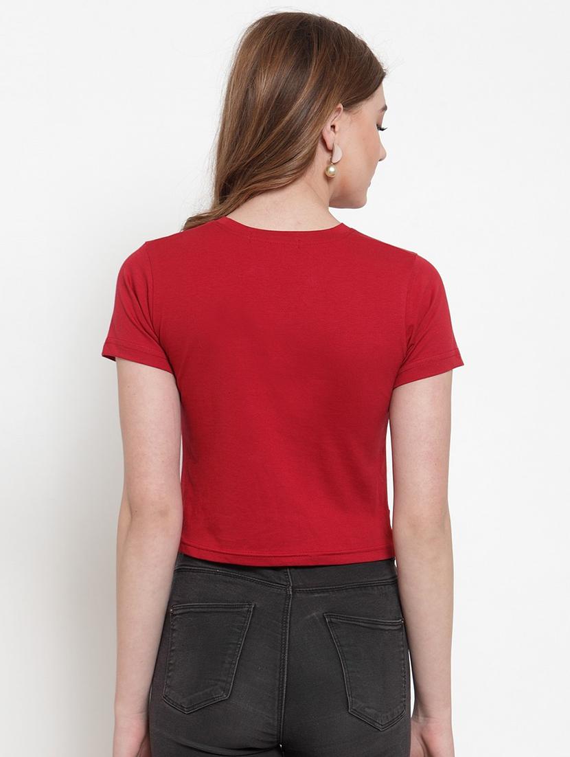 twisted front solid crop top - 18398096 - Standard Image - 2