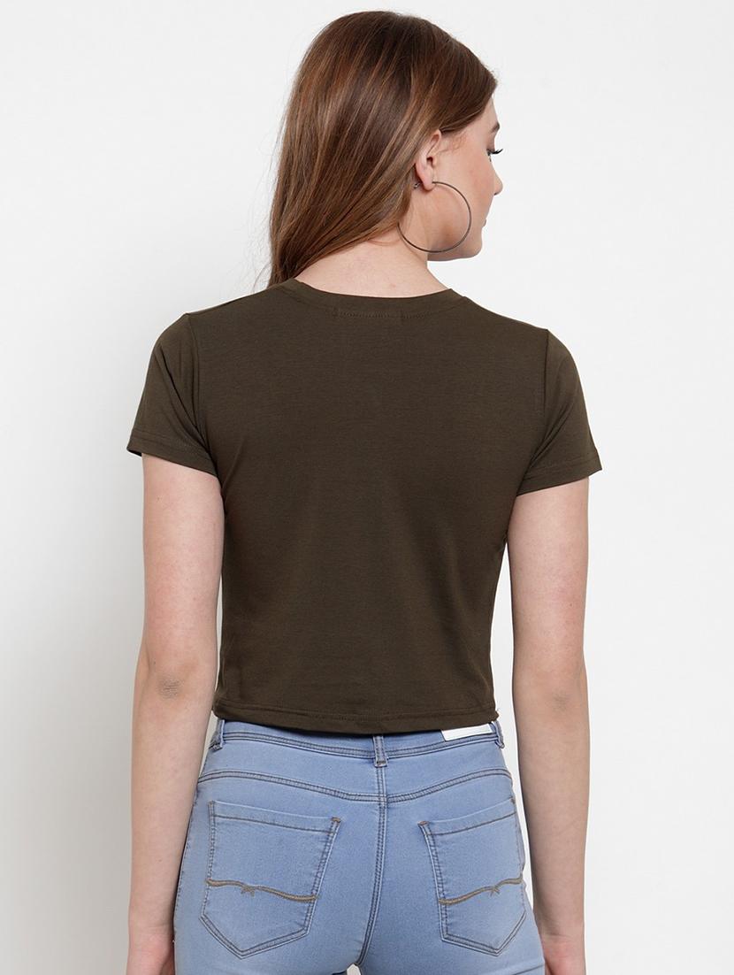 twisted front solid crop top - 18398098 - Standard Image - 2