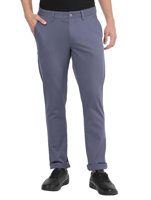 blue solid chinos casual trouser - 18398379 -  Standard Image - 0