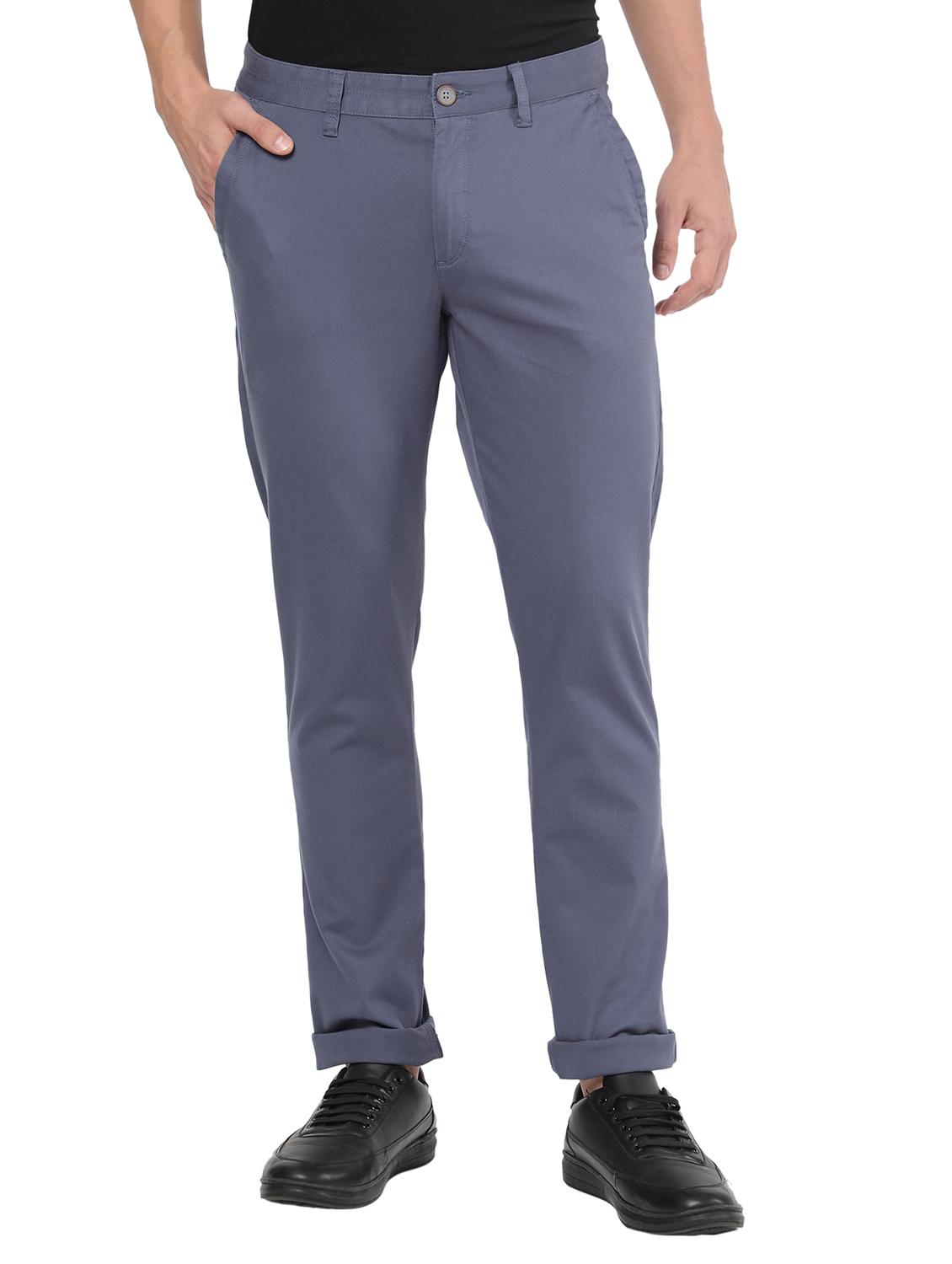 blue solid chinos casual trouser - 18398379 -  Zoom Image - 0