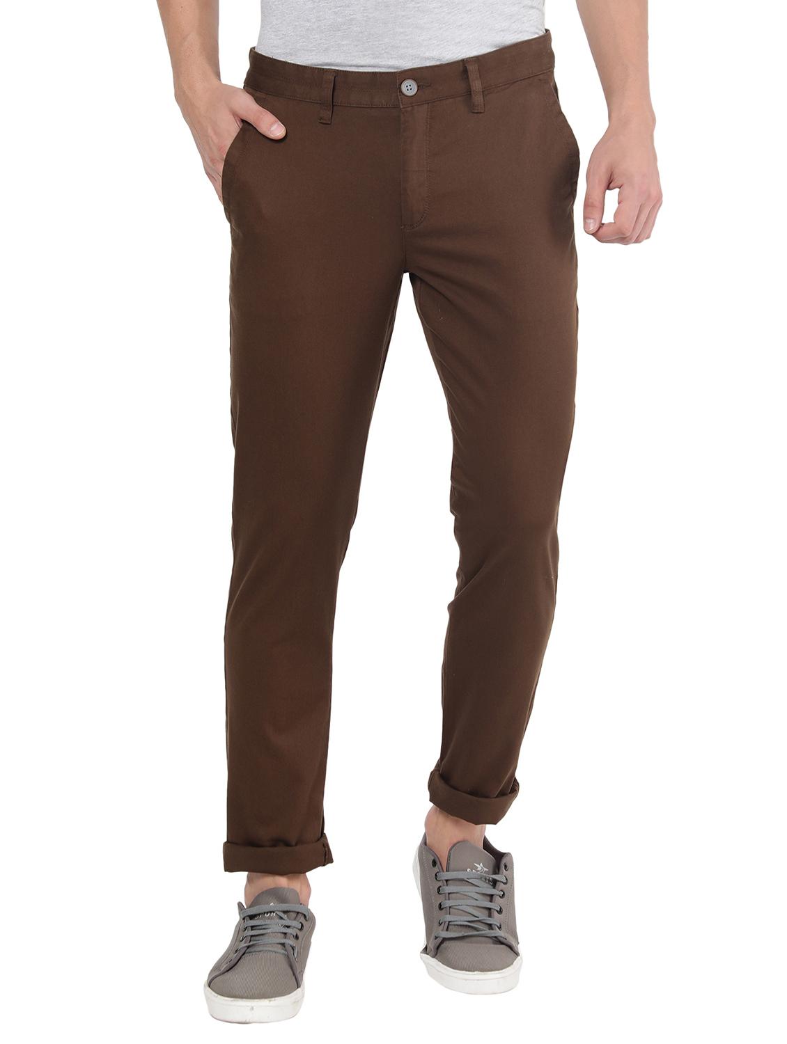 brown solid chinos casual trouser - 18398380 - Zoom Image - 0