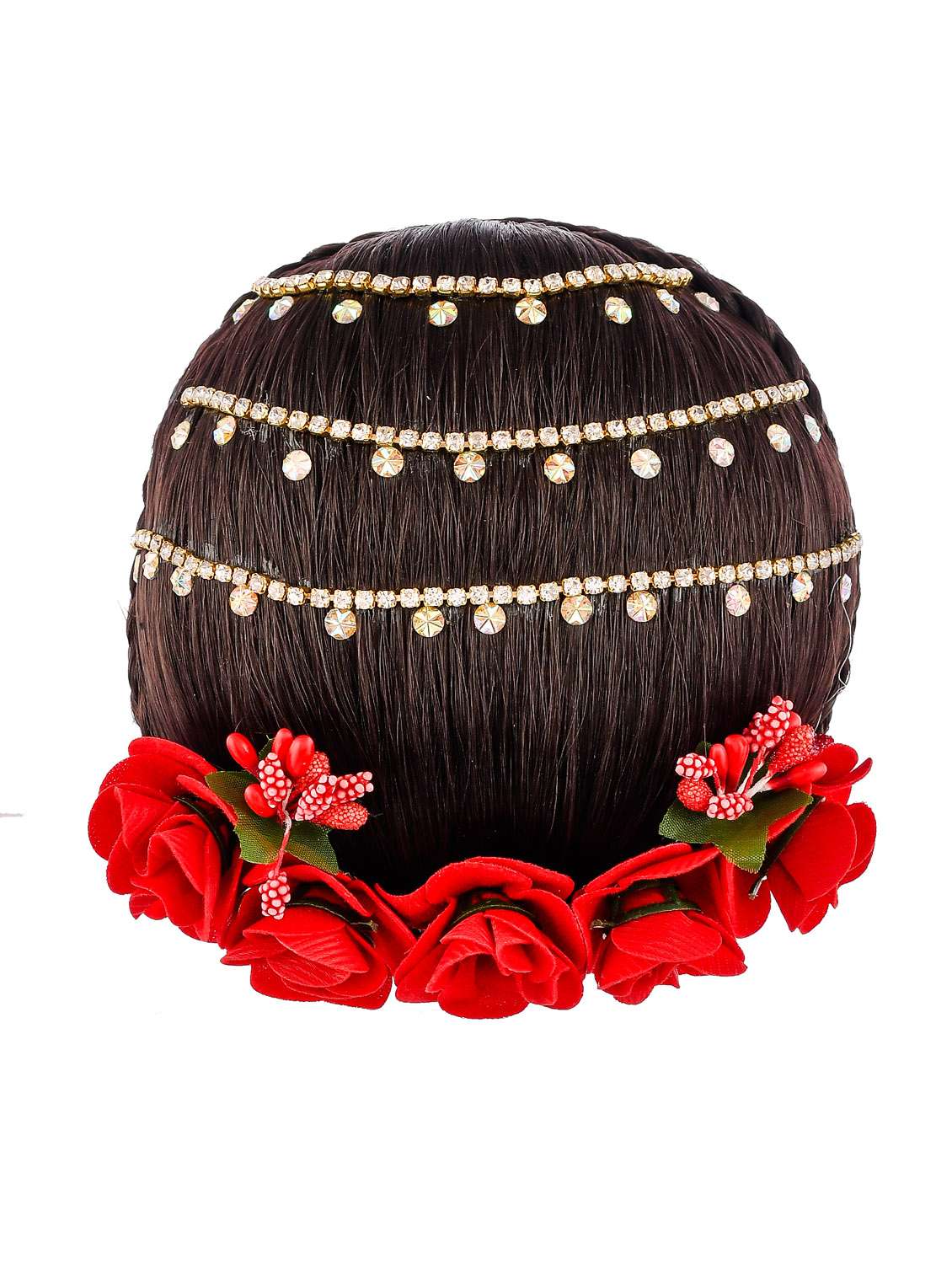  black & red beaded traditional wedding hair bun - 18398398 -  Standard Image - 2