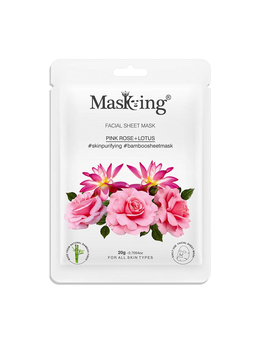 masking beauty bamboo facial sheet mask of lemon, pink rose & lotus combo pack of 2 (40 g) - 18398633 - Standard Image - 2