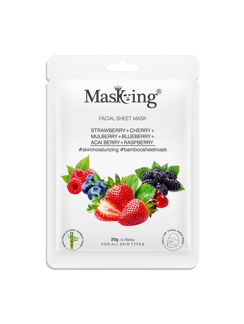 masking beauty bamboo facial sheet mask of pomegranate, strawberry & raspberry pack of 2 (40 g) - 18398634 - Standard Image - 2