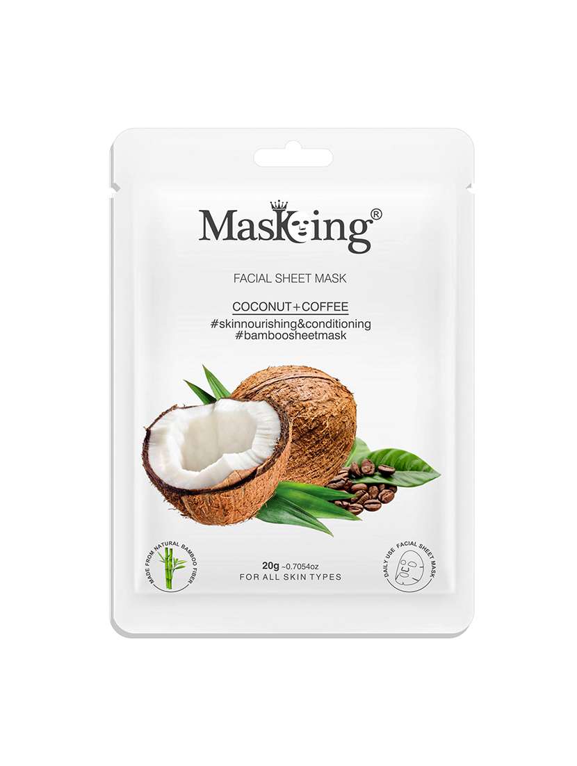 masking beauty bamboo facial sheet mask of kiwi, coconut & coffee combo pack of 2 (40 g) - 18398635 - Standard Image - 2