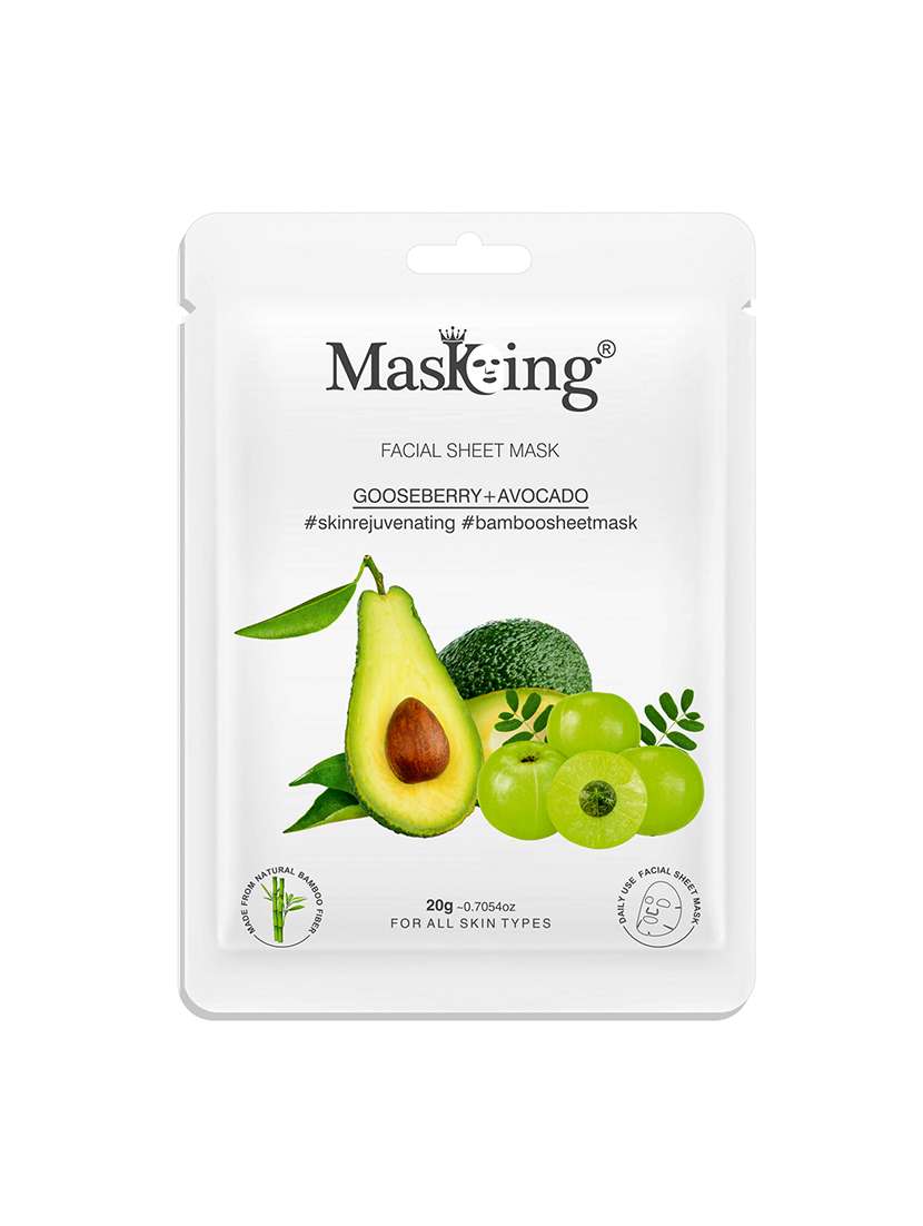 masking beauty bamboo facial sheet mask of avocado, gooseberry & avocado combo pack of 2 (40 g) - 18398636 -  Standard Image - 2