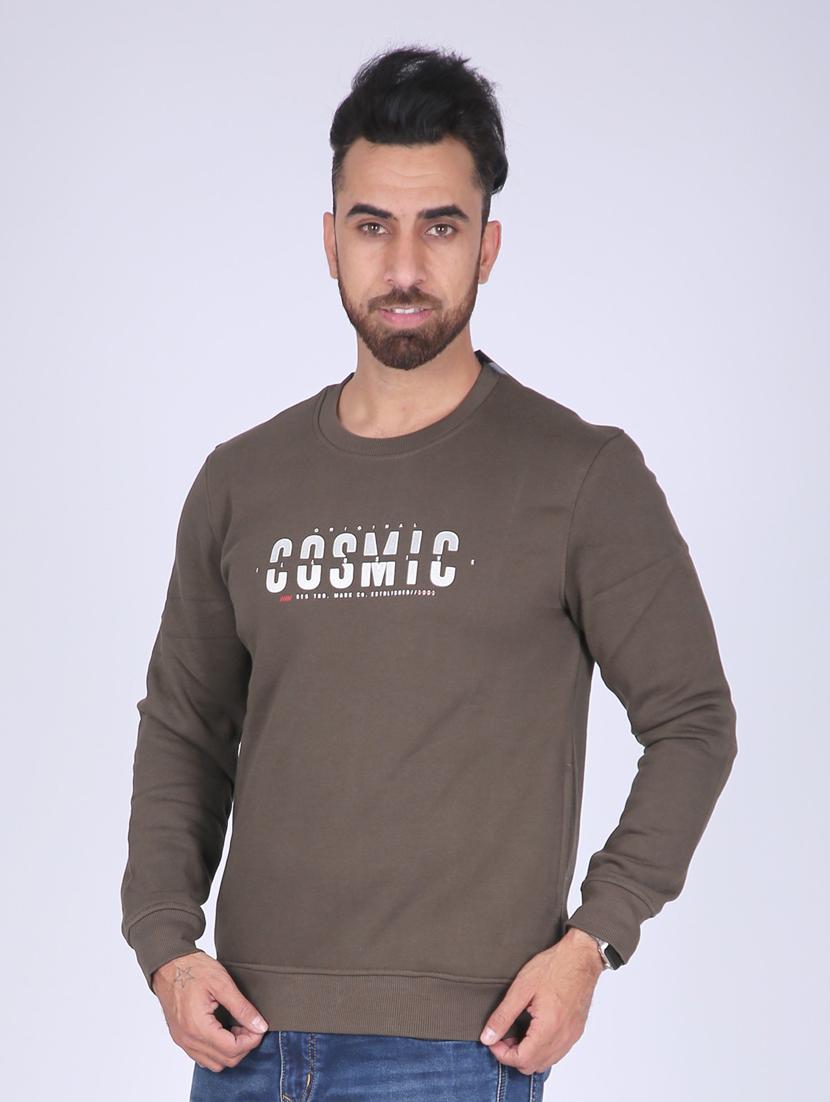 olive-green chest print sweatshirt - 18399048 - Standard Image - 2