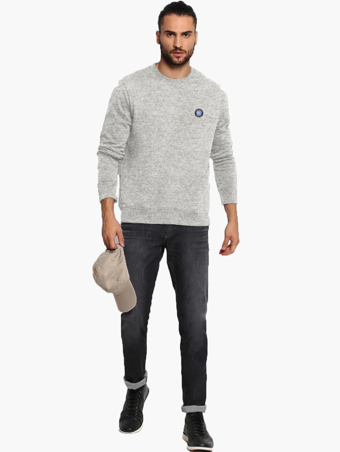 grey chest print sweatshirt - 18399069 - Standard Image - 2
