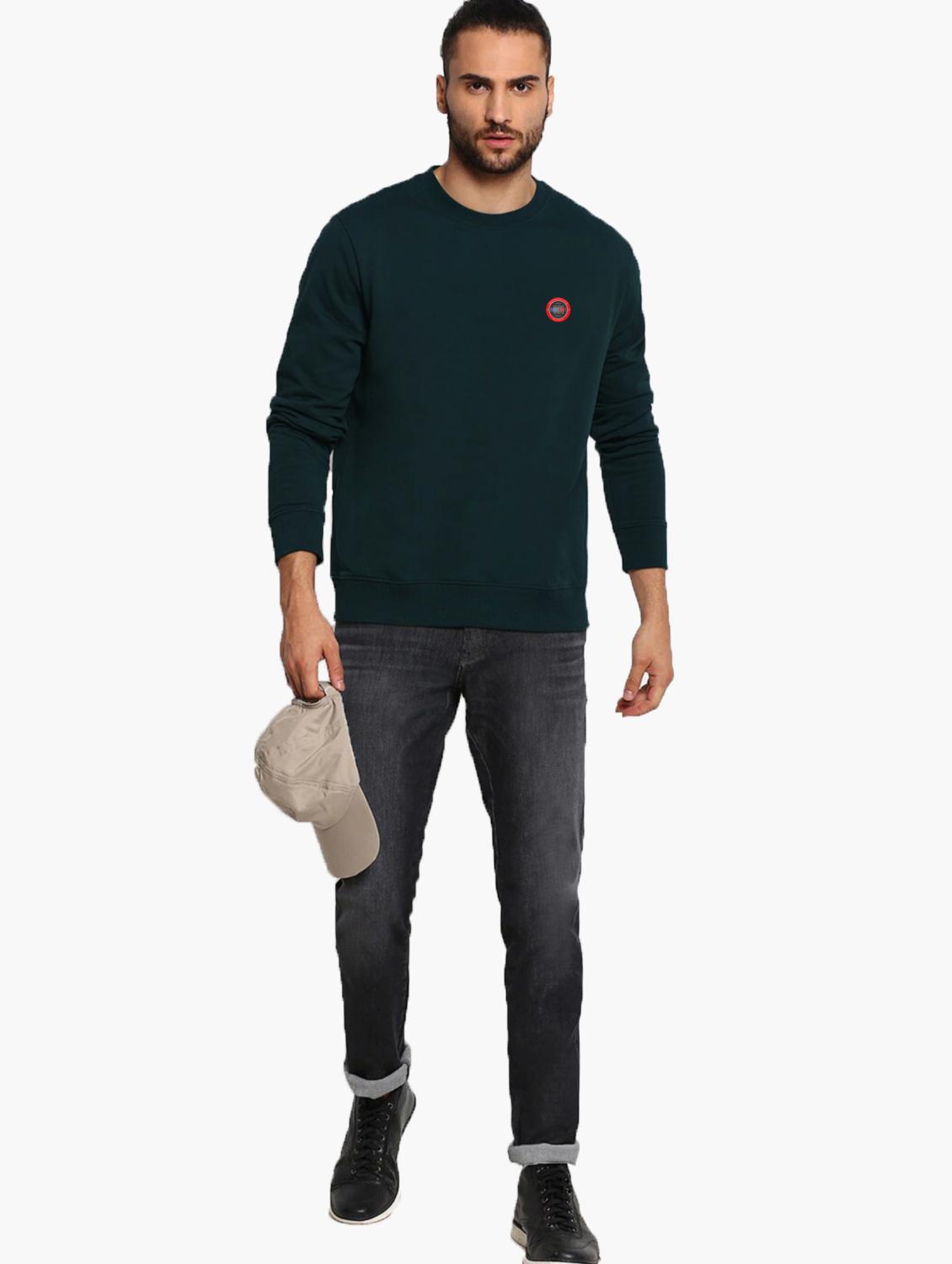 teal chest print sweatshirt - 18399073 - Standard Image - 2