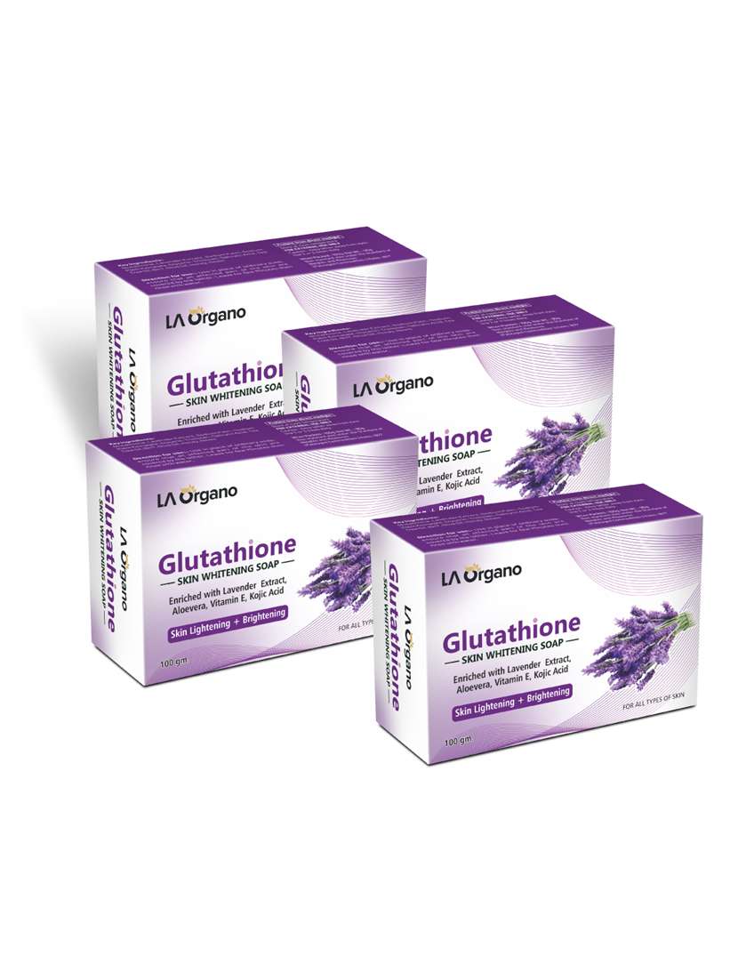 la organo glutathione lavender skin lightening & brightening soap for all skin type (pack of 4)