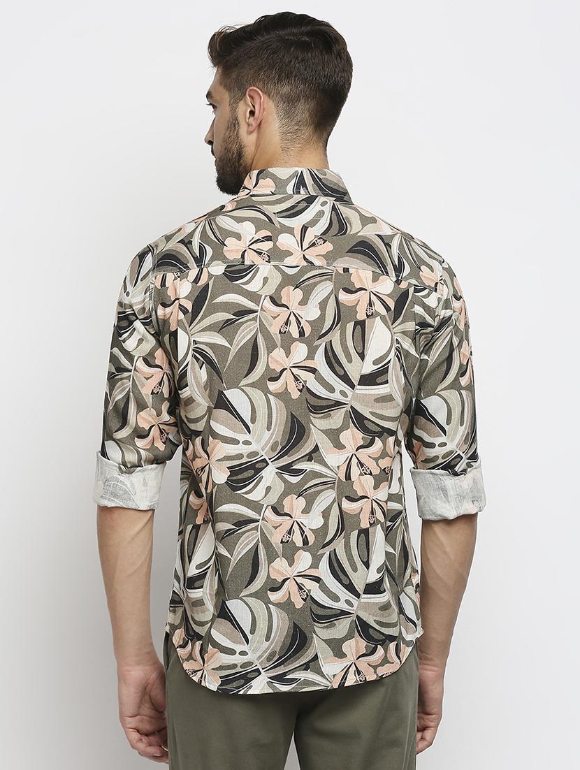 grey printed casual shirt - 18399666 - Standard Image - 2