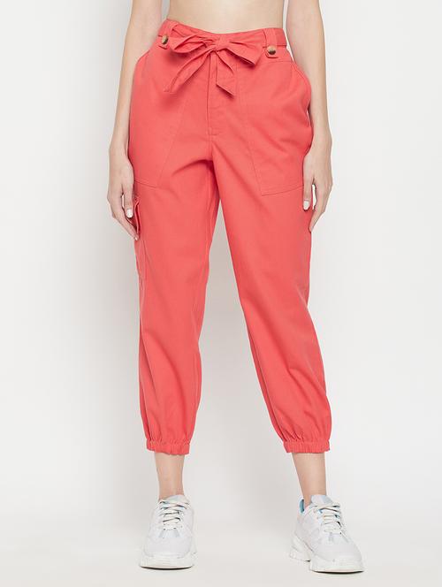 tie front solid jogger - 18399734 - Standard Image - 0