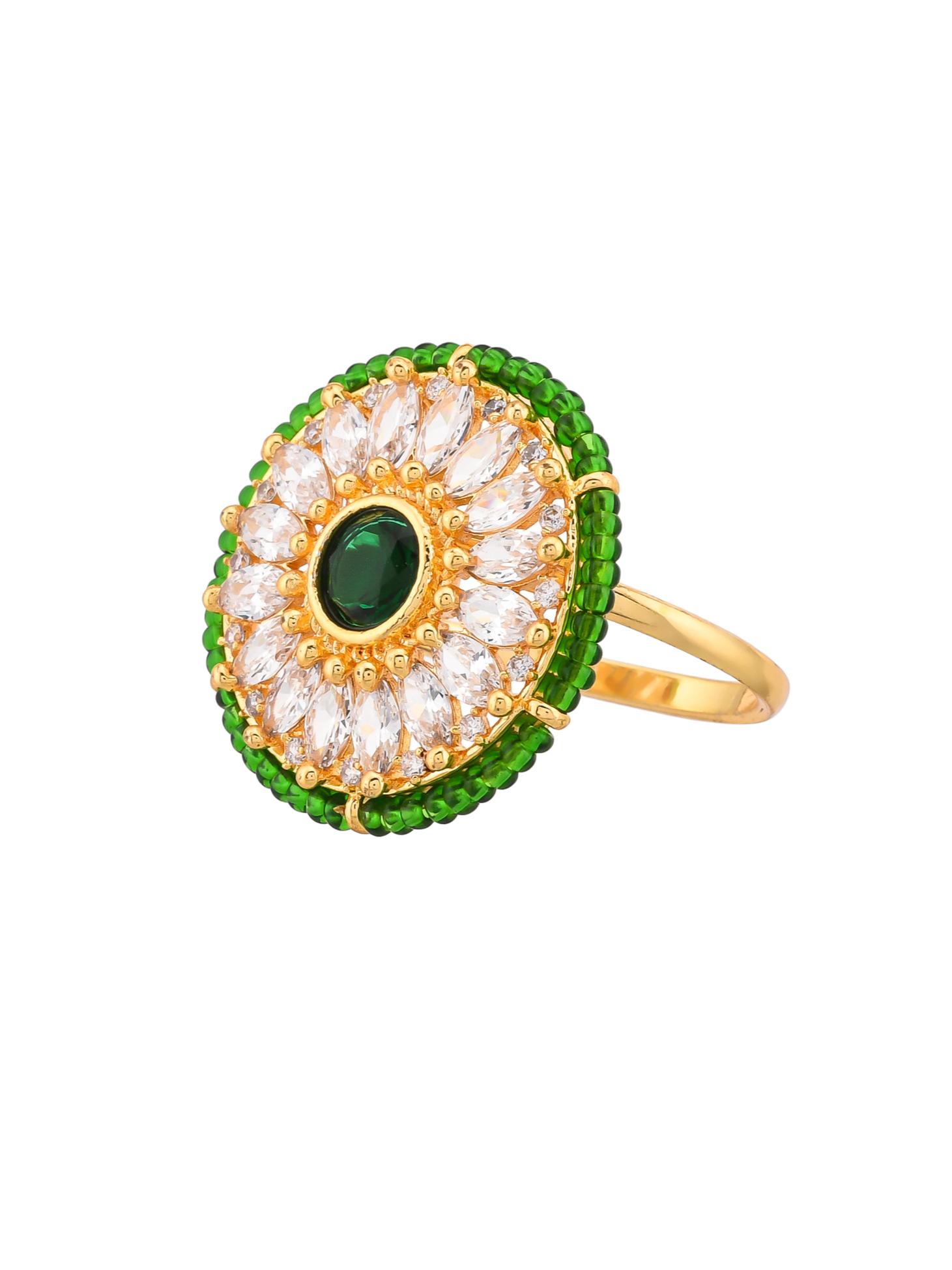 green brass adjustable dimond finger ring - 18399741 - Standard Image - 2