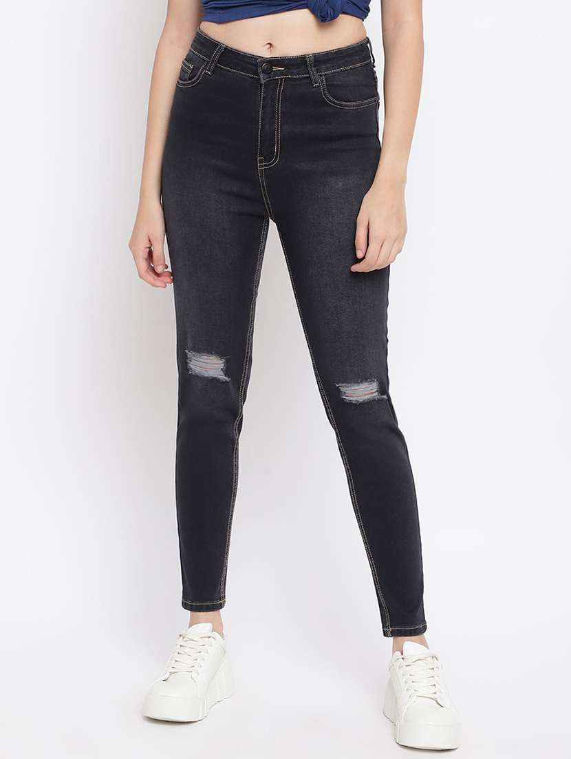 high rise stone washed jean