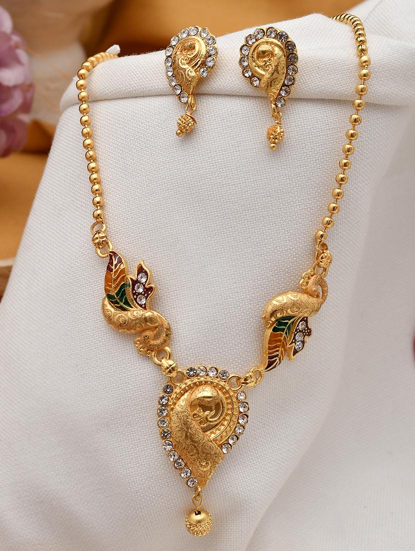 gold brass necklaces and earring - 18399809 - Zoom Image - 0