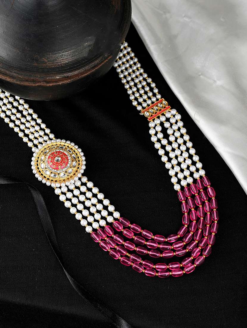 side kundan brooch 5 layered necklace