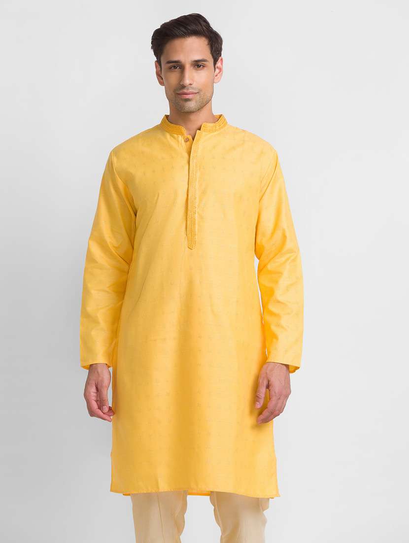 yellow solid medium kurta