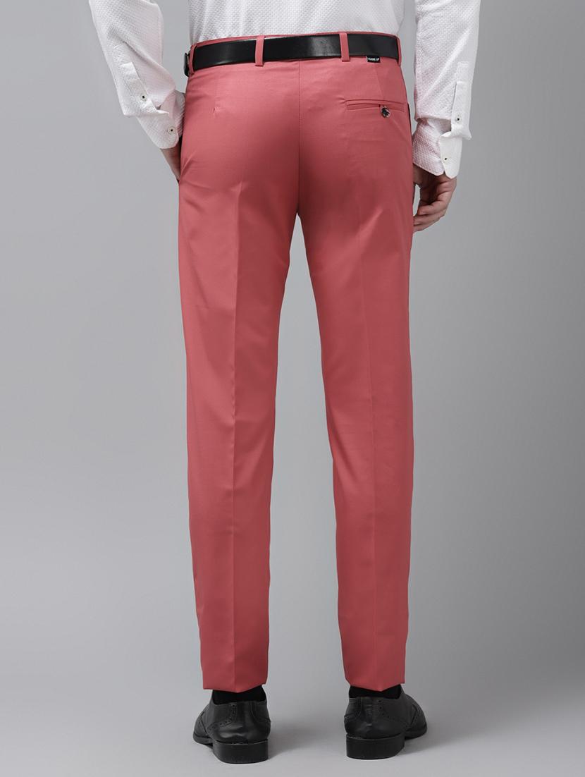 red solid flat front casual trouser - 18399972 - Standard Image - 2