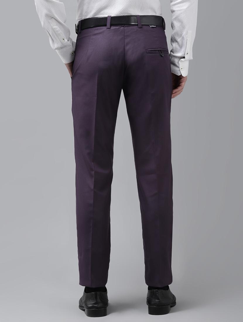 grey solid flat front casual trouser - 18399981 - Standard Image - 2