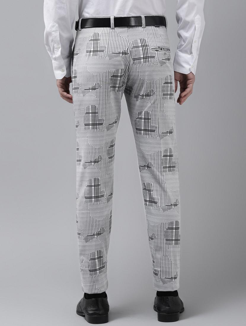 grey printed flat front casual trouser - 18399993 - Standard Image - 2