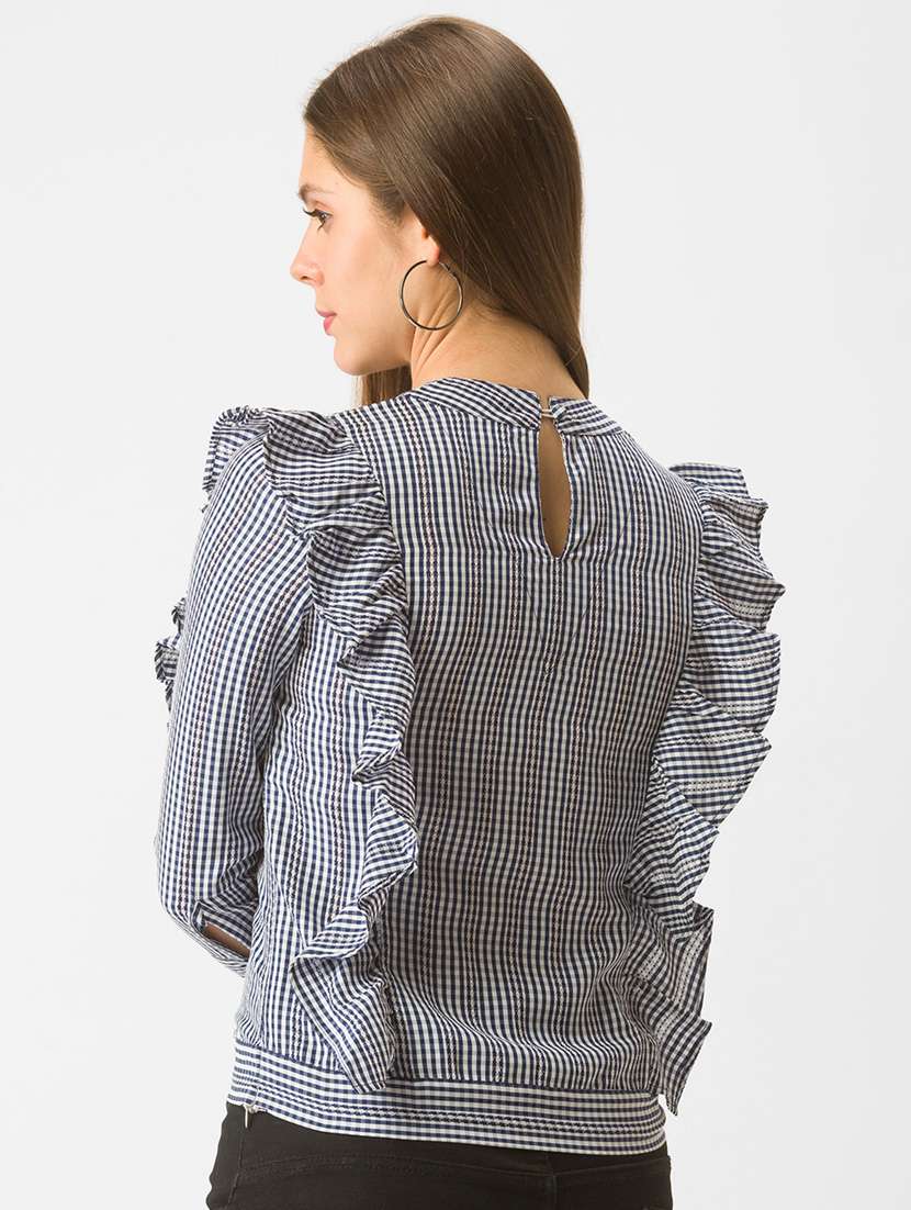 women's ruffle crew neck top - 18400249 -  Standard Image - 2