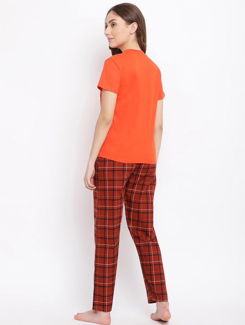 v-neck checkered nightwear pajama set - 18400723 - Standard Image - 2