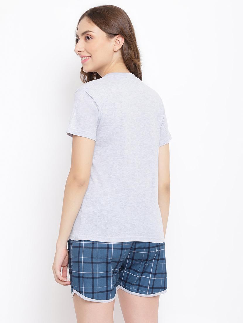 v-neck printed nightwear shorts set - 18400729 - Standard Image - 2