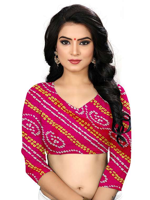 pink chiffon printed saree with blouse - 18400995 - Standard Image - 2