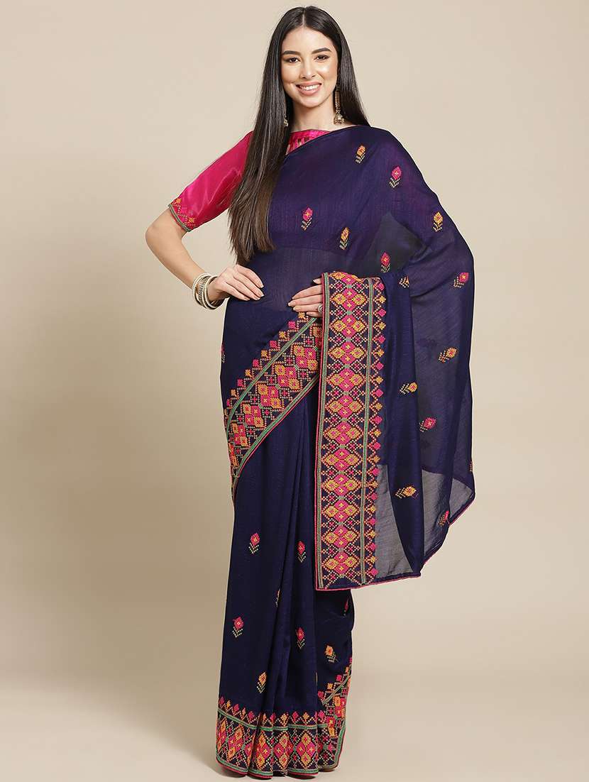 women's embroidered saree with blouse