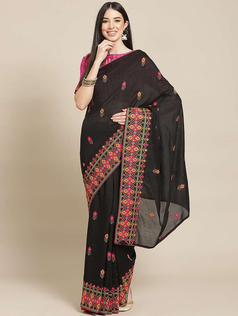 women's embroidered saree with blouse