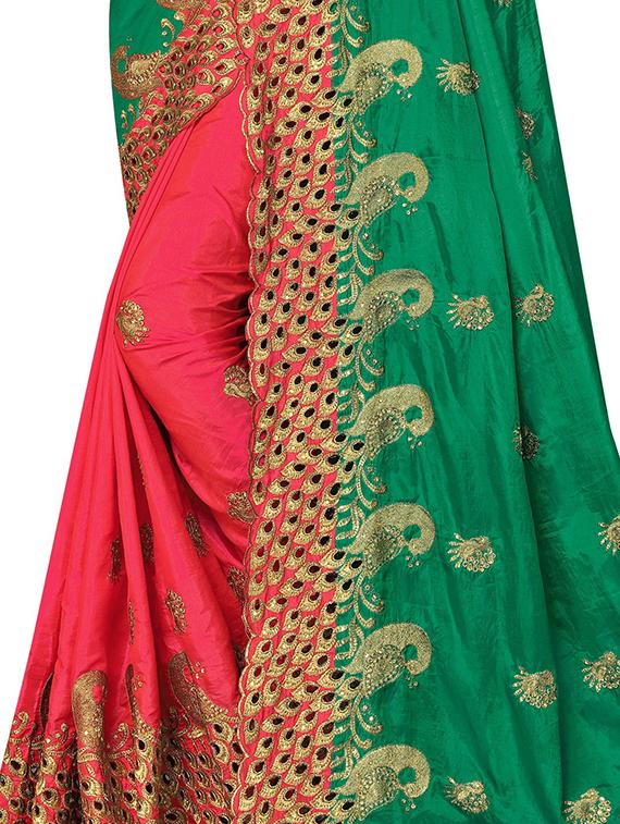 green half and half saree with blouse - 18401231 - Standard Image - 2
