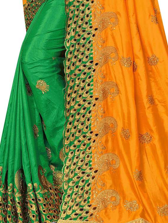 yellow silk half and half saree - 18401232 - Standard Image - 2