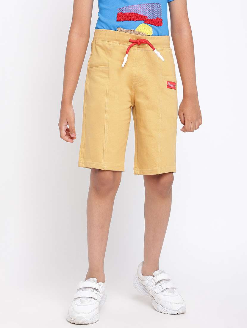 drawstring waist solid three fourth