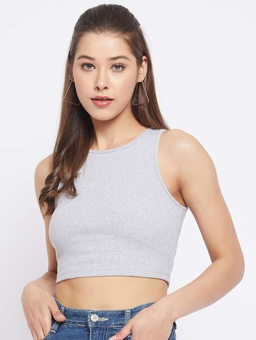 women's crop round neck top - 18402512 -  Standard Image - 0