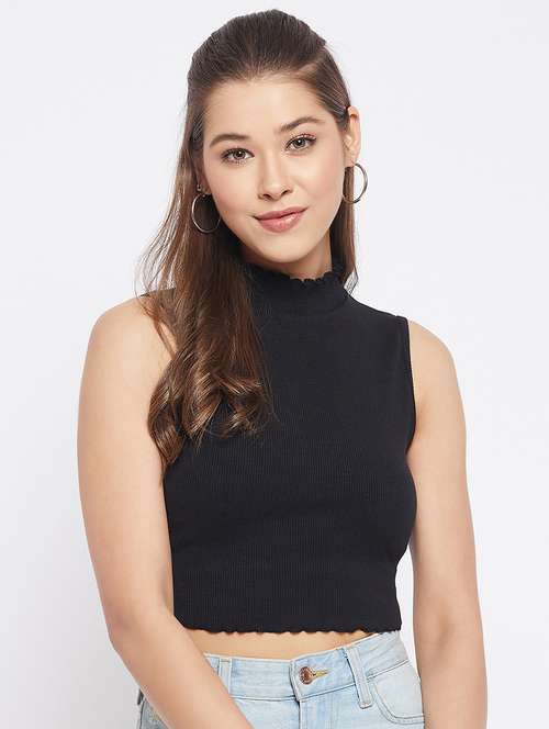 women's crop mock neck top - 18402518 -  Standard Image - 0