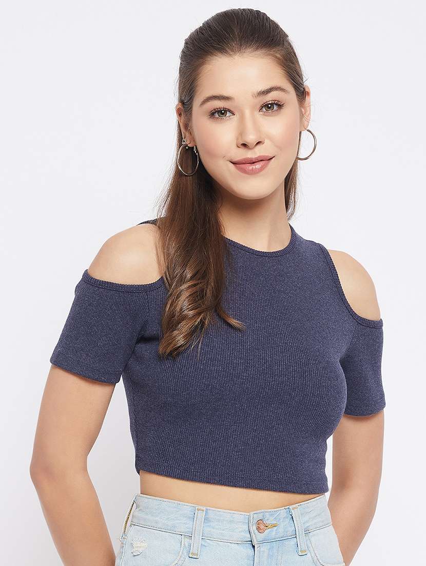 women's crop crew neck top