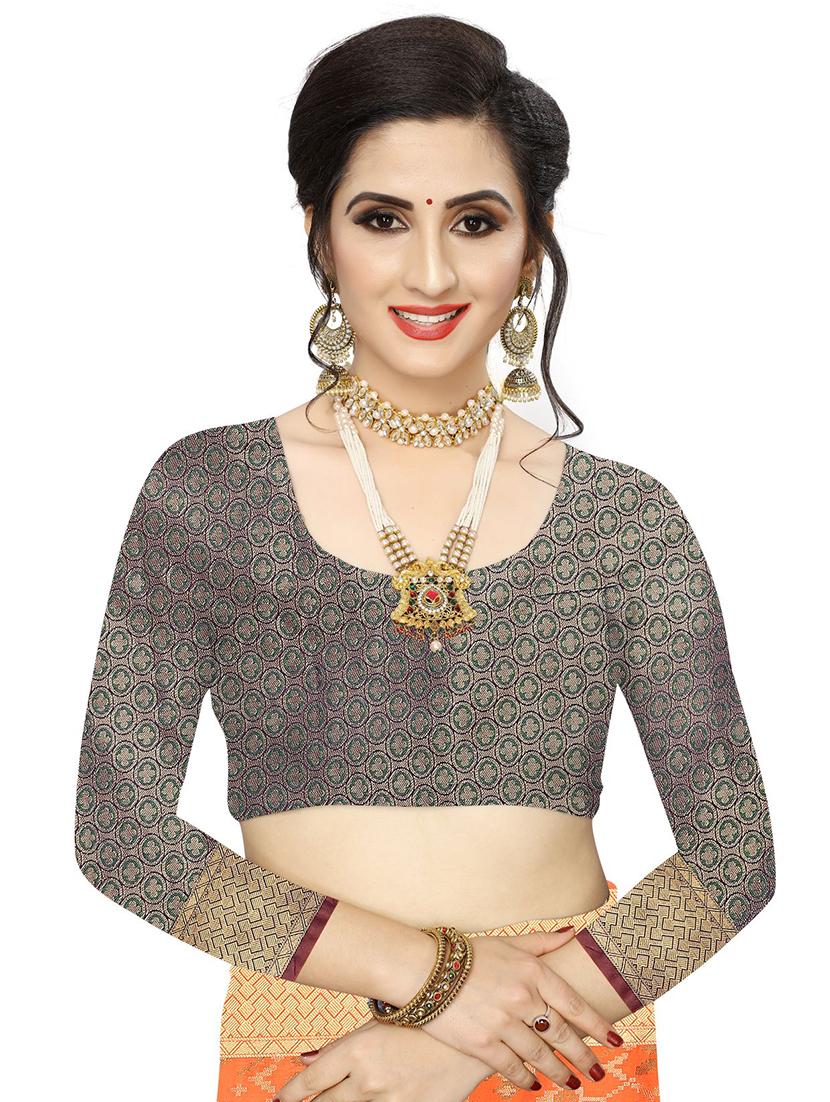 orange silk blend kanjivaram saree with blouse - 18402771 - Standard Image - 2