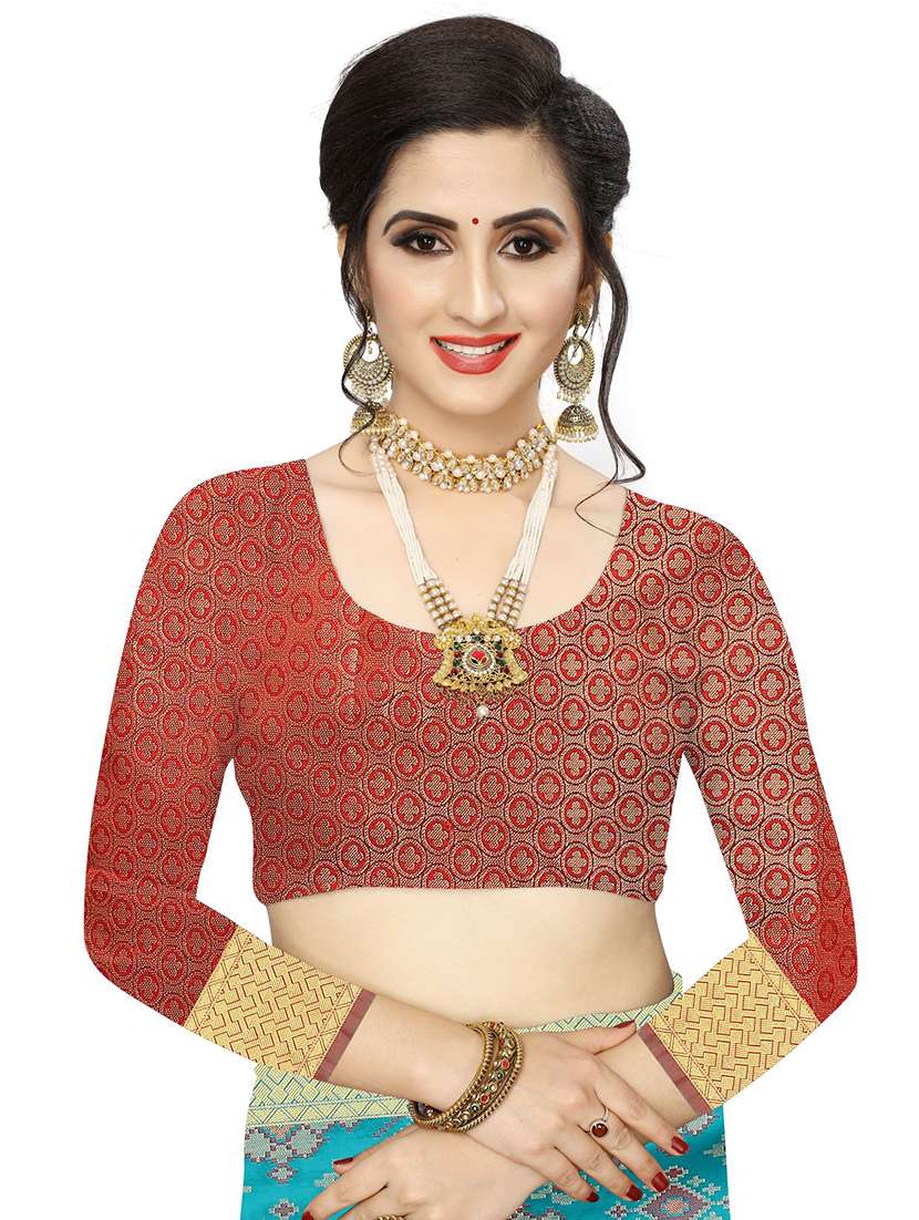 women's self design turquoise colored saree with blouse - 18402773 -  Standard Image - 2