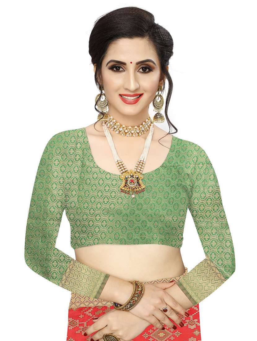 women's self design red colored saree with blouse - 18402774 -  Standard Image - 2