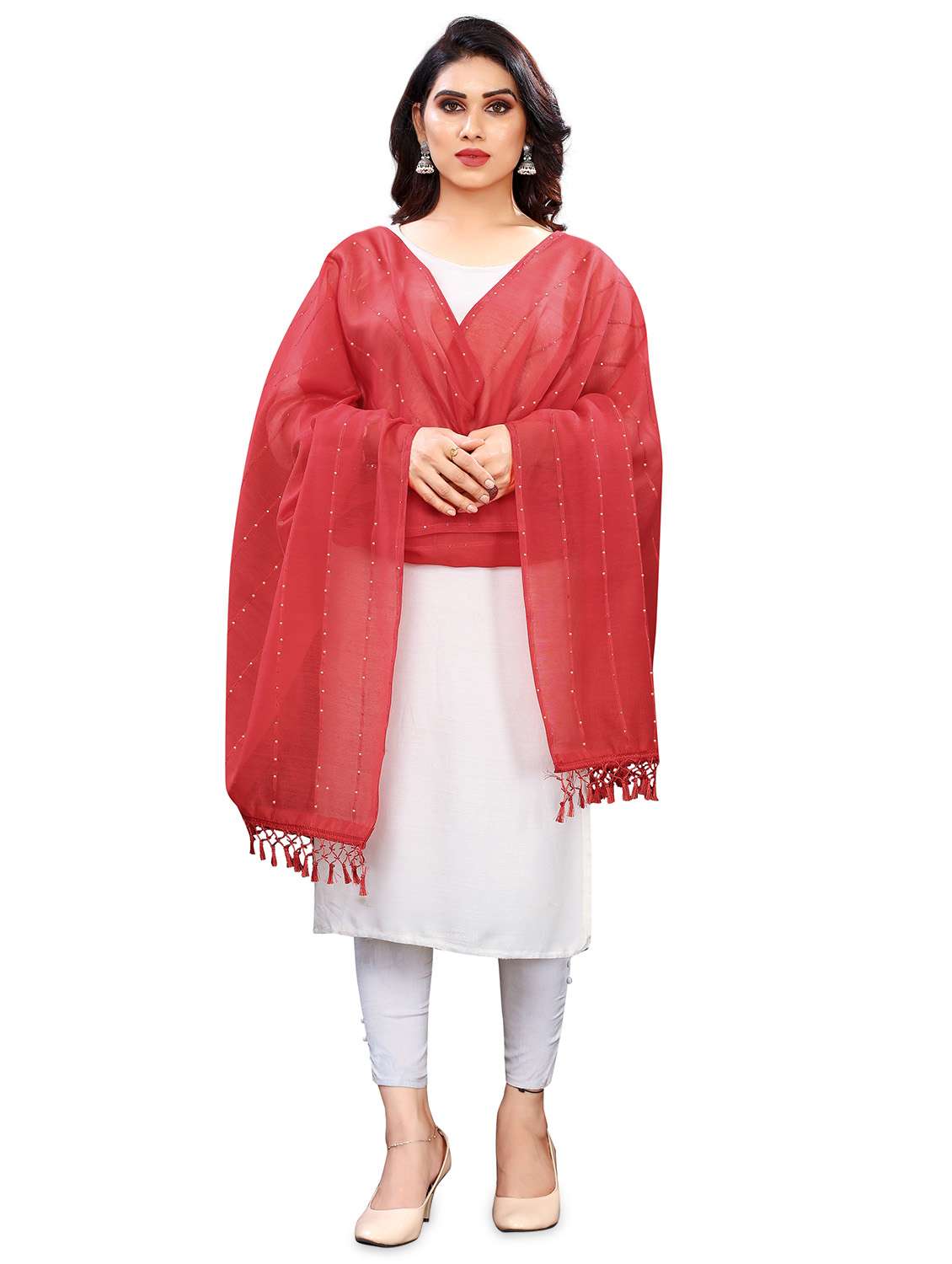 maroon cotton blend dupatta
