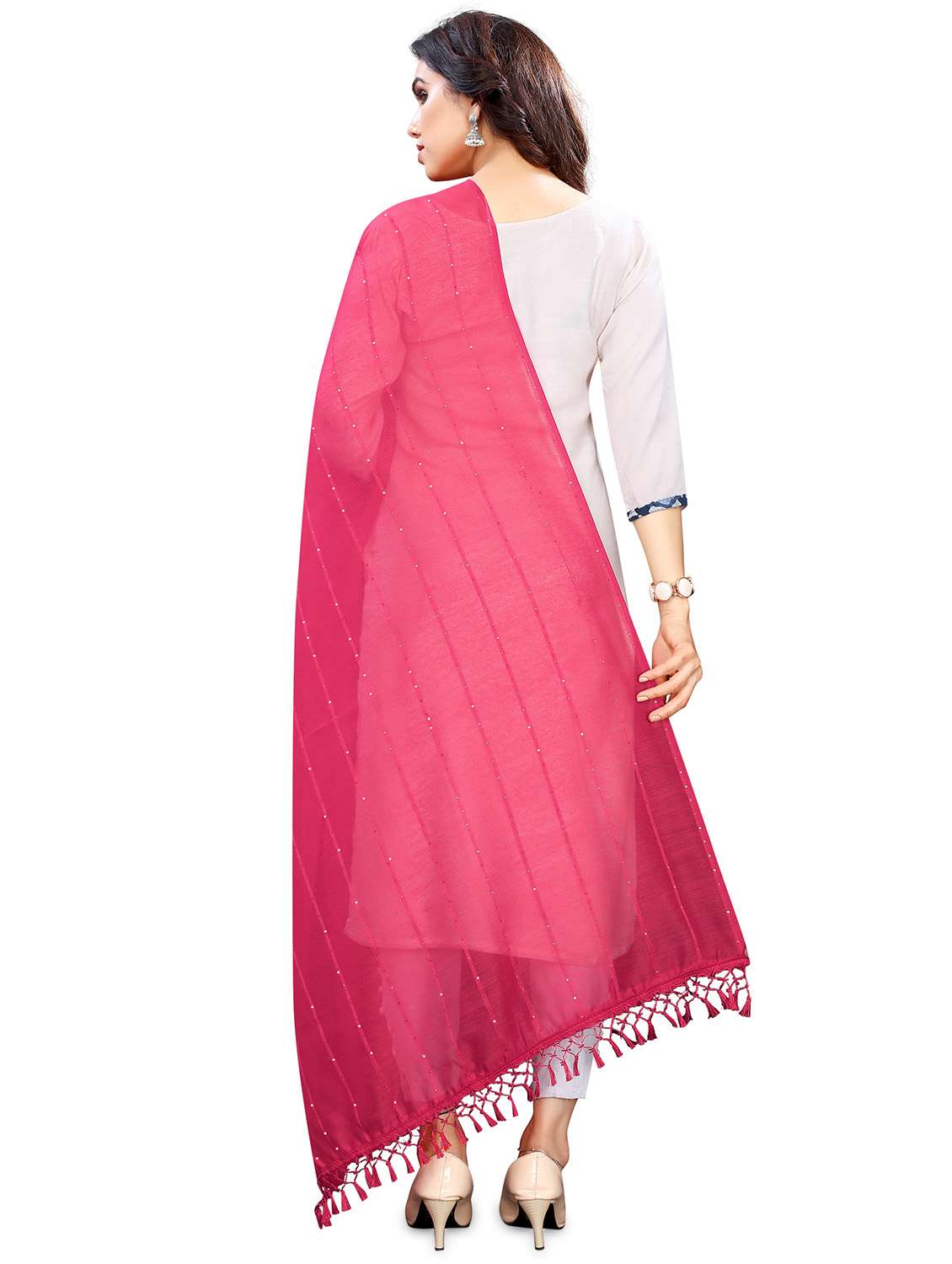 pink cotton blend dupatta - 18402813 -  Standard Image - 2