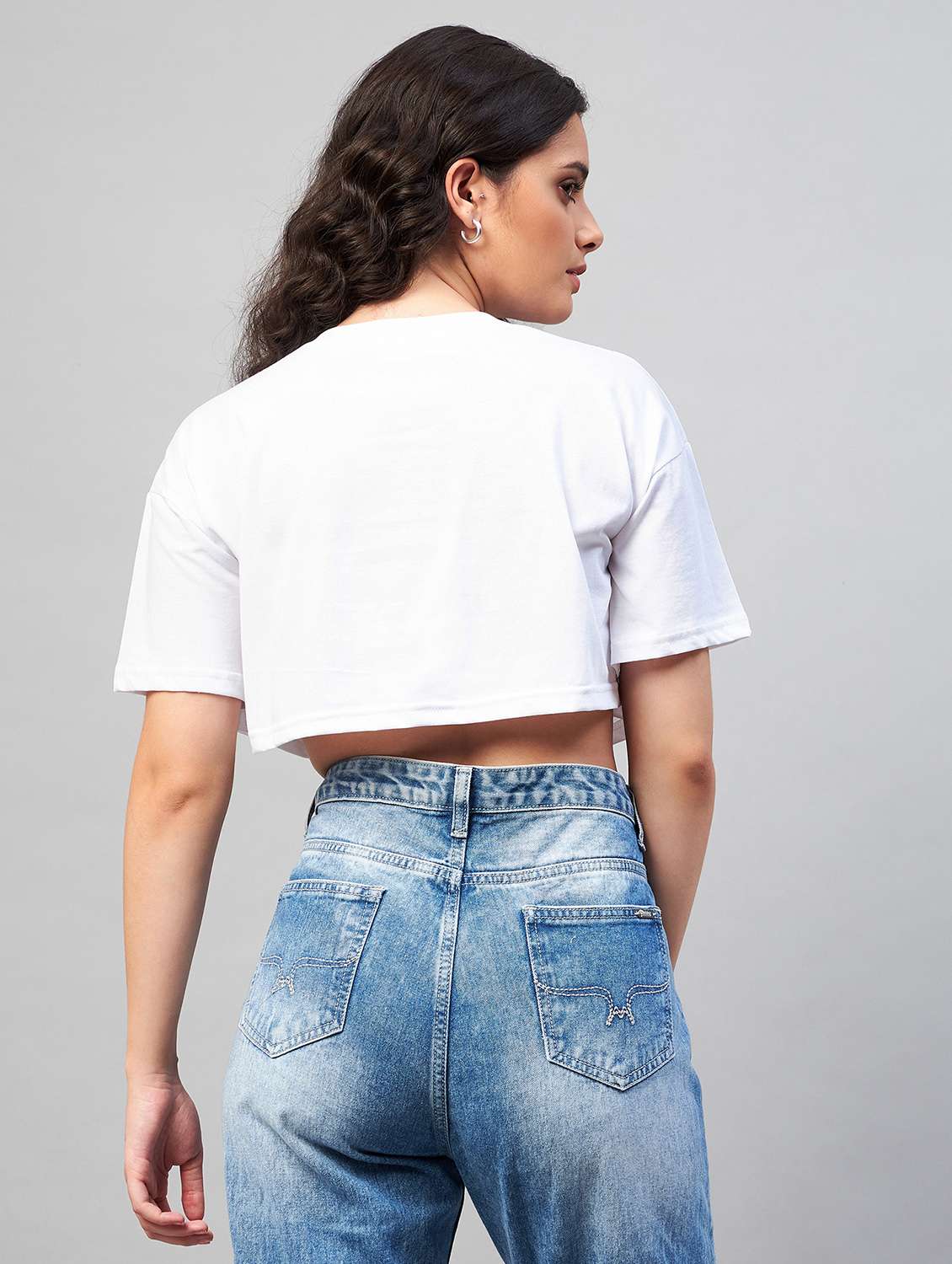 women's chest print round neck t-shirt - 18402842 - Standard Image - 2